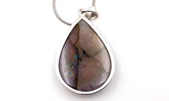 Pendentif Labradorite Goutte violet Long 3