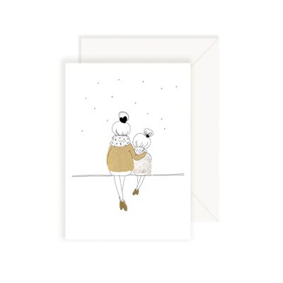 Love Mum and Girl Winter Card