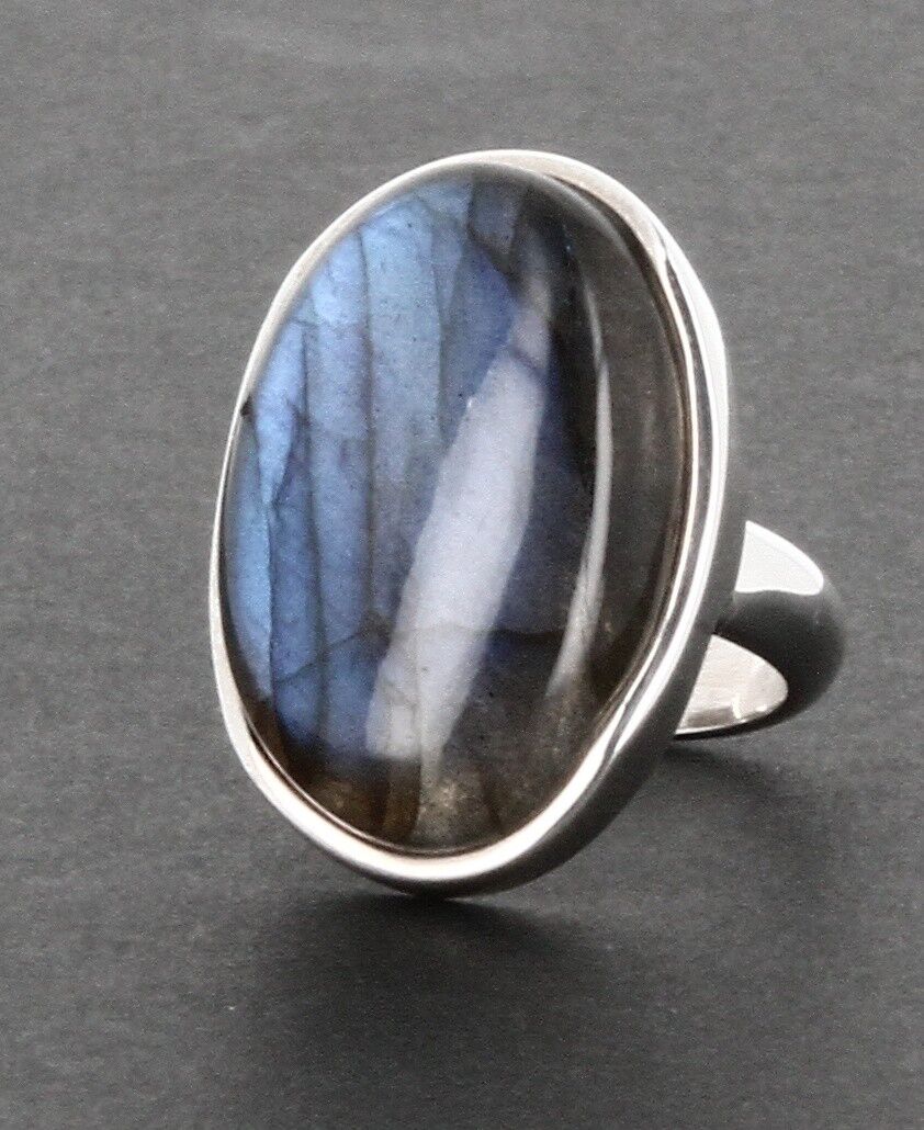 Anello con pietra LABRADORITE Spectrolite Stone 3 cm x 2 cm (T57)