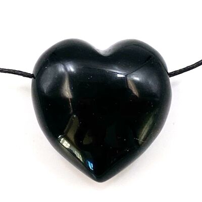 Schwarzer Obsidian-Herz-Anhänger