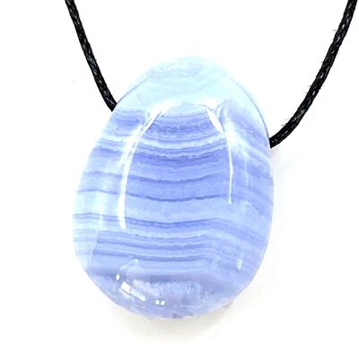 Blue Chalcedony Tumbled Stone Pendant Size A