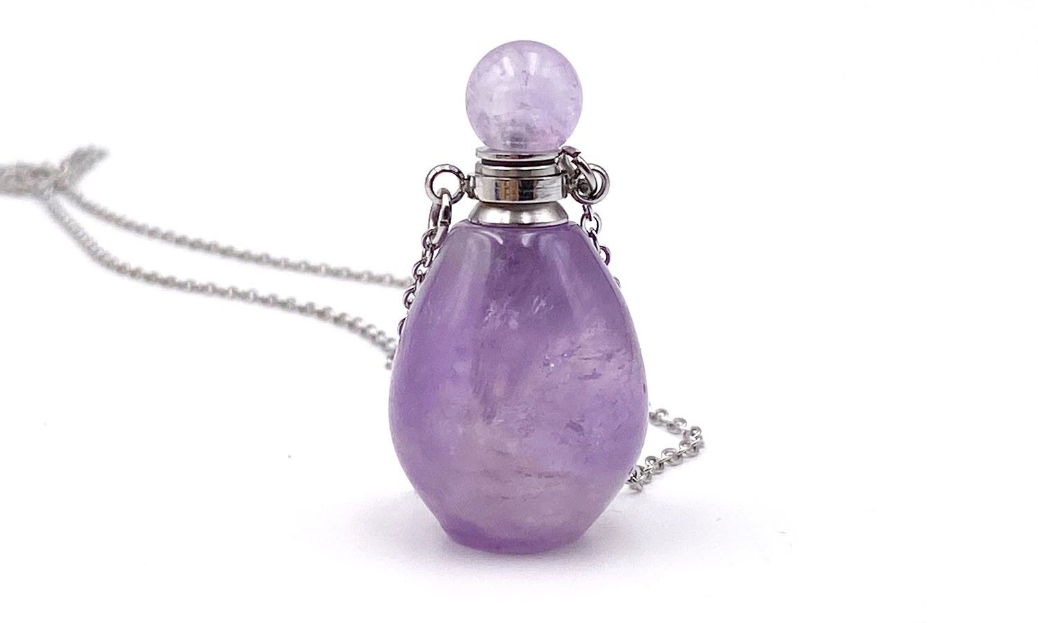 Perfume Bottle Necklace Amethyst