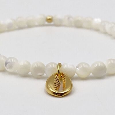 Mother-of-Pearl Cauri Bracelet Natural Stones 4mm