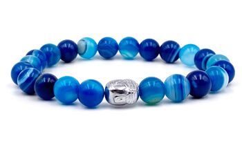 Bracelet Agate Bleu Bracelet adulte avec bouddha