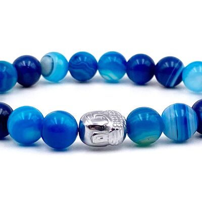 Bracelet Agate Bleu Bracelet adulte avec bouddha