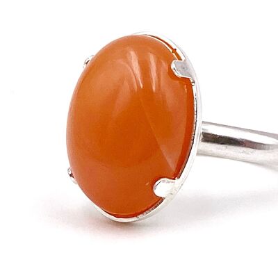 Orange moonstone ring 18x13mm Orange moonstone ring on golden base