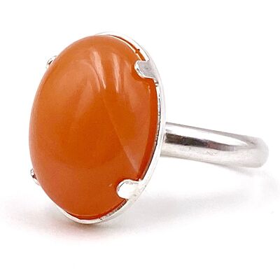 Orange moonstone ring 18x13mm Orange moonstone ring on golden base