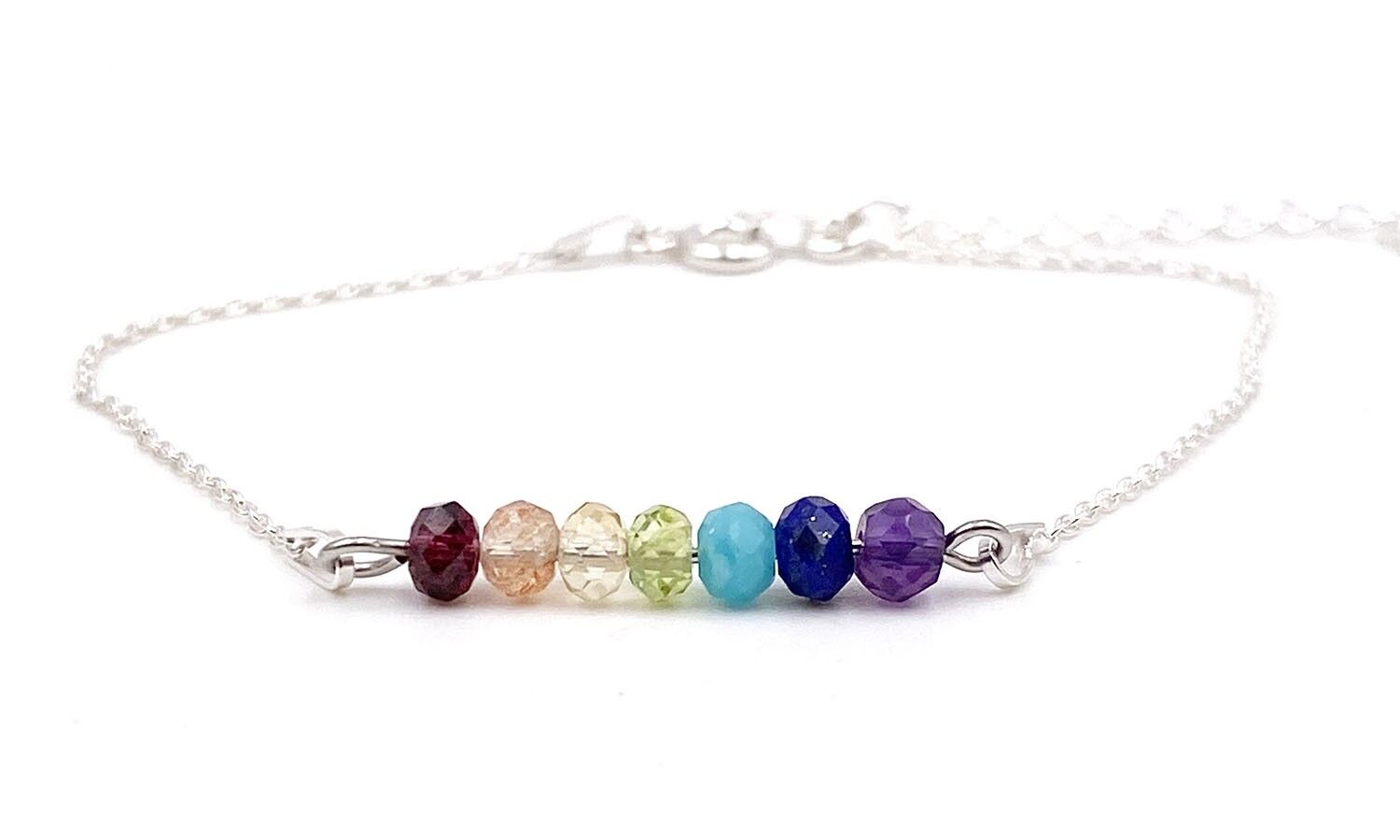 7 Chakras bracelet on 925 silver chain 7 Chakras bracelet in 925 silver
