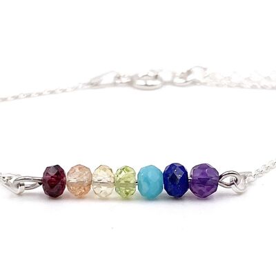 7 Chakras bracelet on 925 silver chain 7 Chakras bracelet in 925 silver