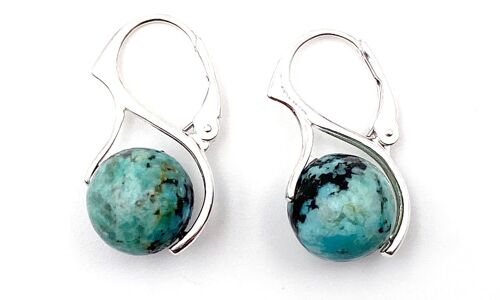 Boucles d'Oreilles "O" Crochets en argent 925 - turquoise africaine