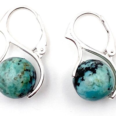 Boucles d'Oreilles "O" Crochets en argent 925 - turquoise africaine