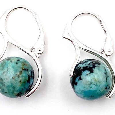 Earrings "O" Hooks in 925 silver - African turquoise