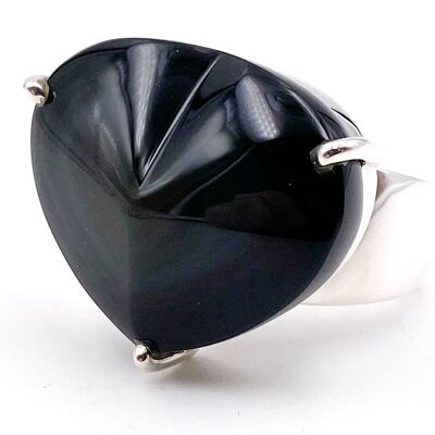 Celestial Eye Obsidian Heart Ring T 55