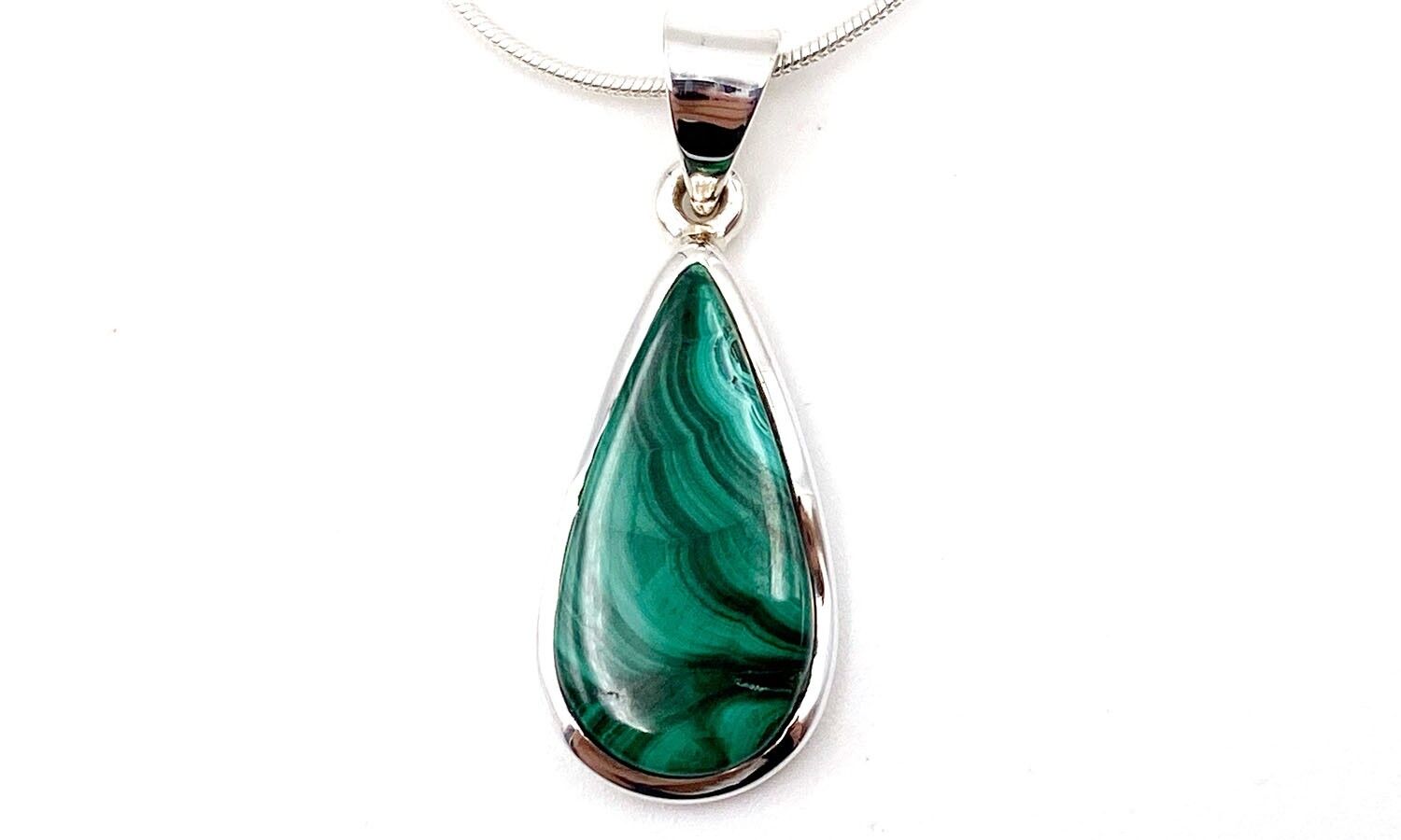 925 Silver small drop Malachite pendant