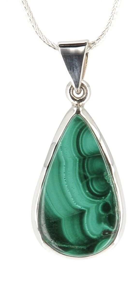925 Silver Drop Malachite Pendant