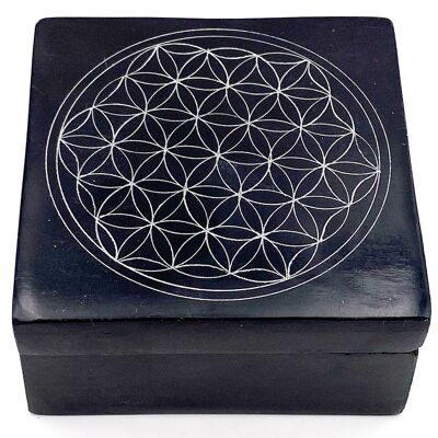 Portagioie quadrato in pietra Flower of Life