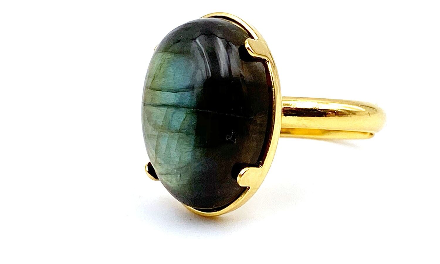 Gold Labradorite Ring 13x18mm