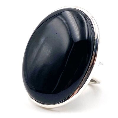 Ring aus schwarzem Onyx Ring aus 925er Silber mit schwarzem Onyx