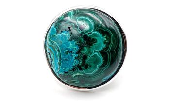 Bague Chrysocolle - Malachite Ronde Diamètre de 2,6cm 2