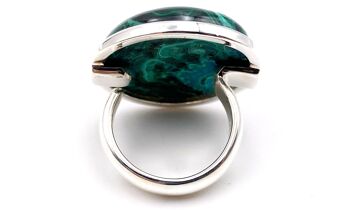 Bague Chrysocolle - Malachite Ronde Diamètre de 2,6cm 3