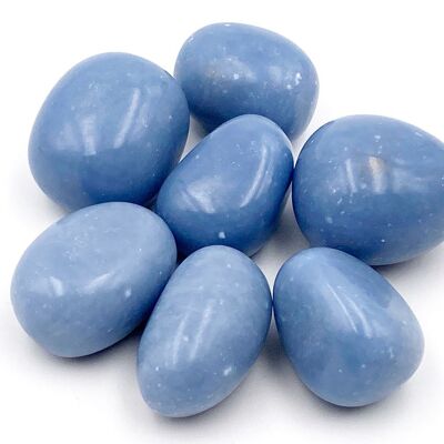 Angelite tumbled stone size between 1 and 2 cm (round)