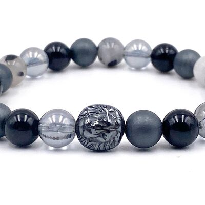 Women's and men's bracelet "Anchoring and Protection" Hematite Buddha head