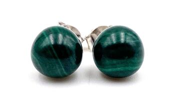 Boucles d'Oreilles Malachite Boucles d'oreilles Boules Malachite 8mm 1