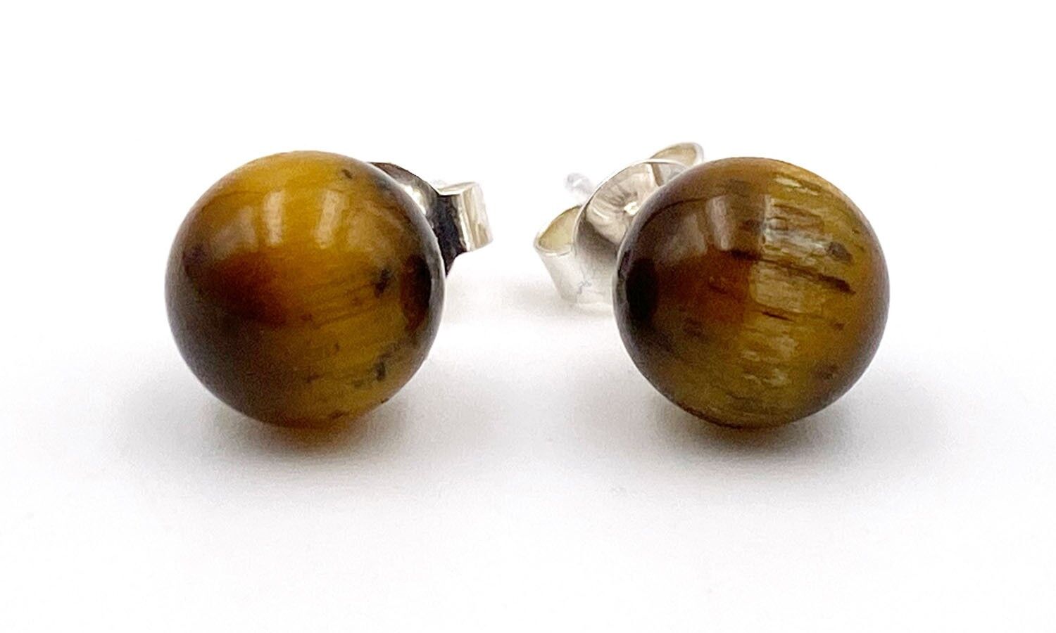 8mm Tiger Eye Earrings