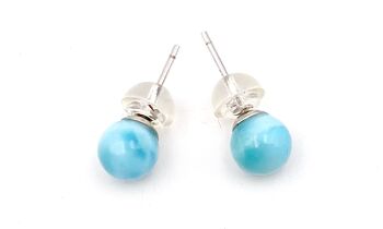 Boucles d'oreilles Larimar Non serti d'argent 925 -6 mm 4