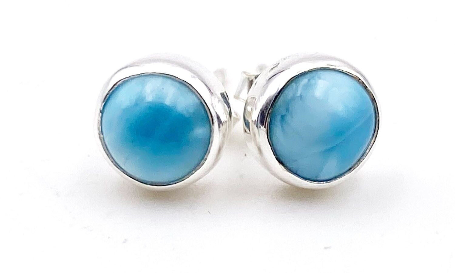 Larimar earrings set in 925 silver - 4 mm