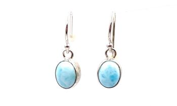 Boules d'oreilles Larimar pendantes Serti d'argent 925