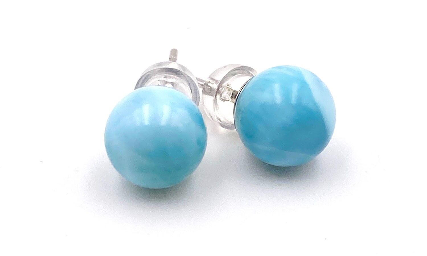 Orecchini Larimar 8mm Pietra 8mm