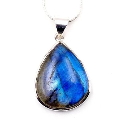 Pendentif Labradorite Goutte Bleu N°2  - H 2,5 cm x 2 cm