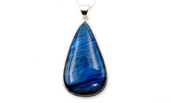 Pendentif Labradorite Goutte Bleu Spectrolite N°3 - H 2 cm x 1,3 cm 1