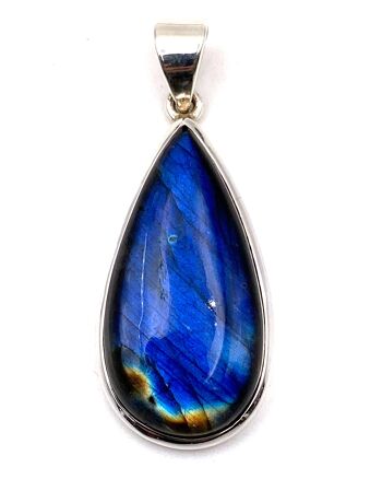 Pendentif Labradorite Goutte Bleu Spectrolite N°1 - H 4,2 cm x 2,6 cm 4