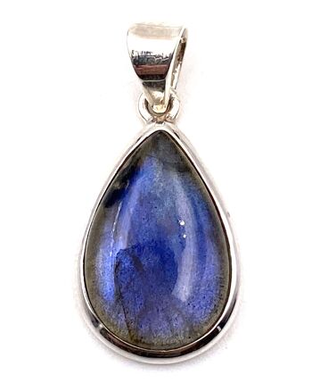 Pendentif Labradorite Goutte Bleu Spectrolite N°2 - H 4,6 cm x 2,8 cm 2