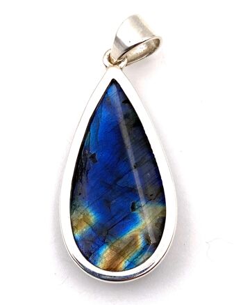 Pendentif Labradorite Goutte Bleu Spectrolite N°2 - H 4,6 cm x 2,8 cm 5