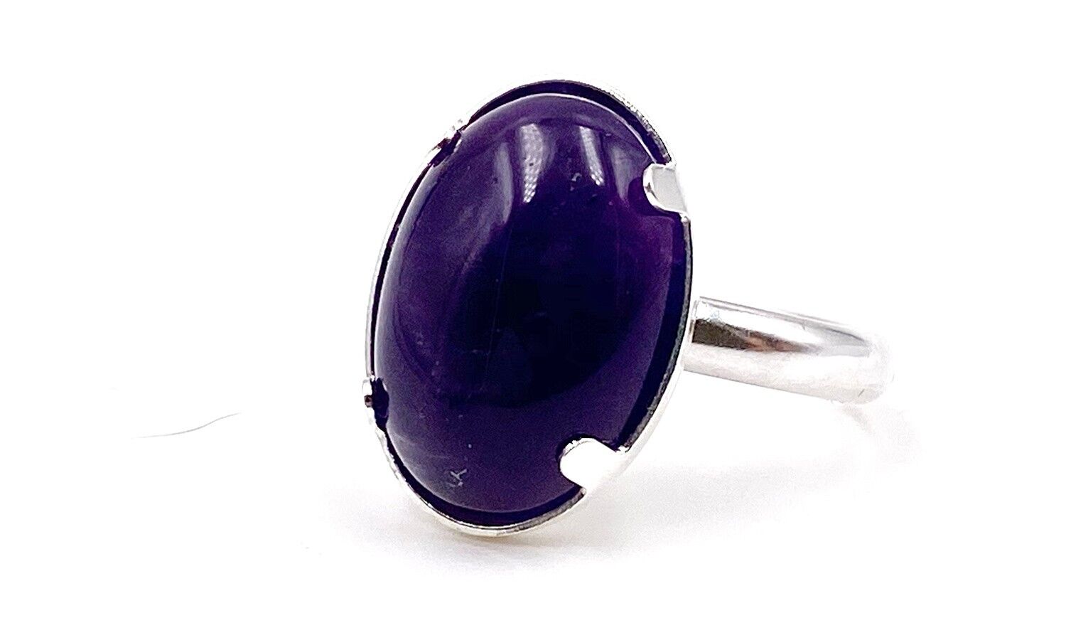 AMETISTA anello 18x13mm viola Taglia da 52 a 56 (regolabile)