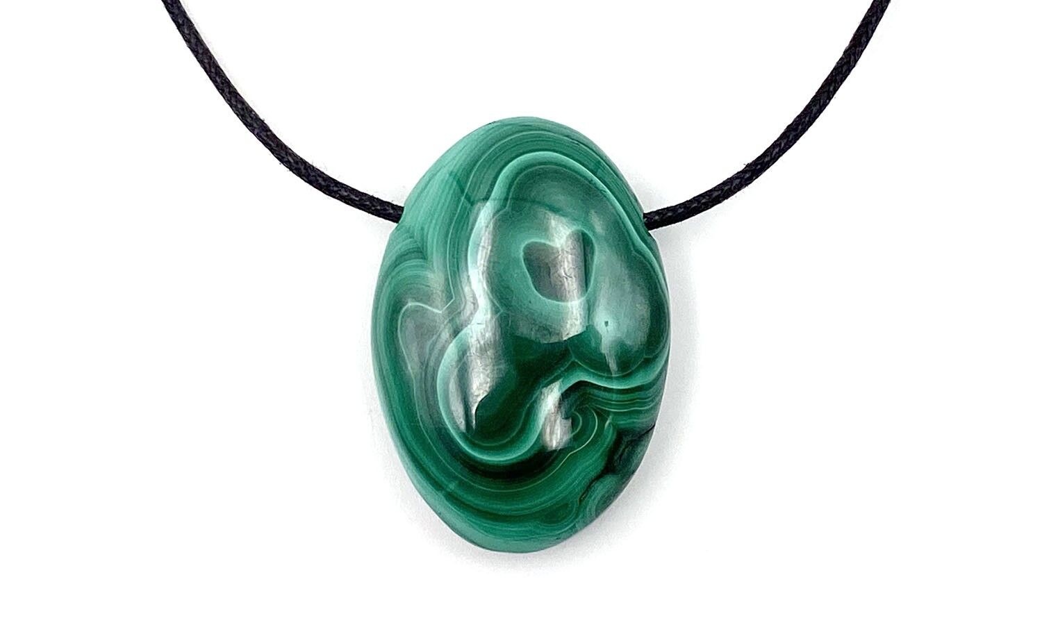 Pendentif Malachite Ovale - pierre percée Pierre percée de 2,5 cm