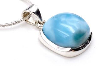 Pendentif "Larimar"  Carré Larimar serti griffe 1,5 cm x 1,5 cm 2