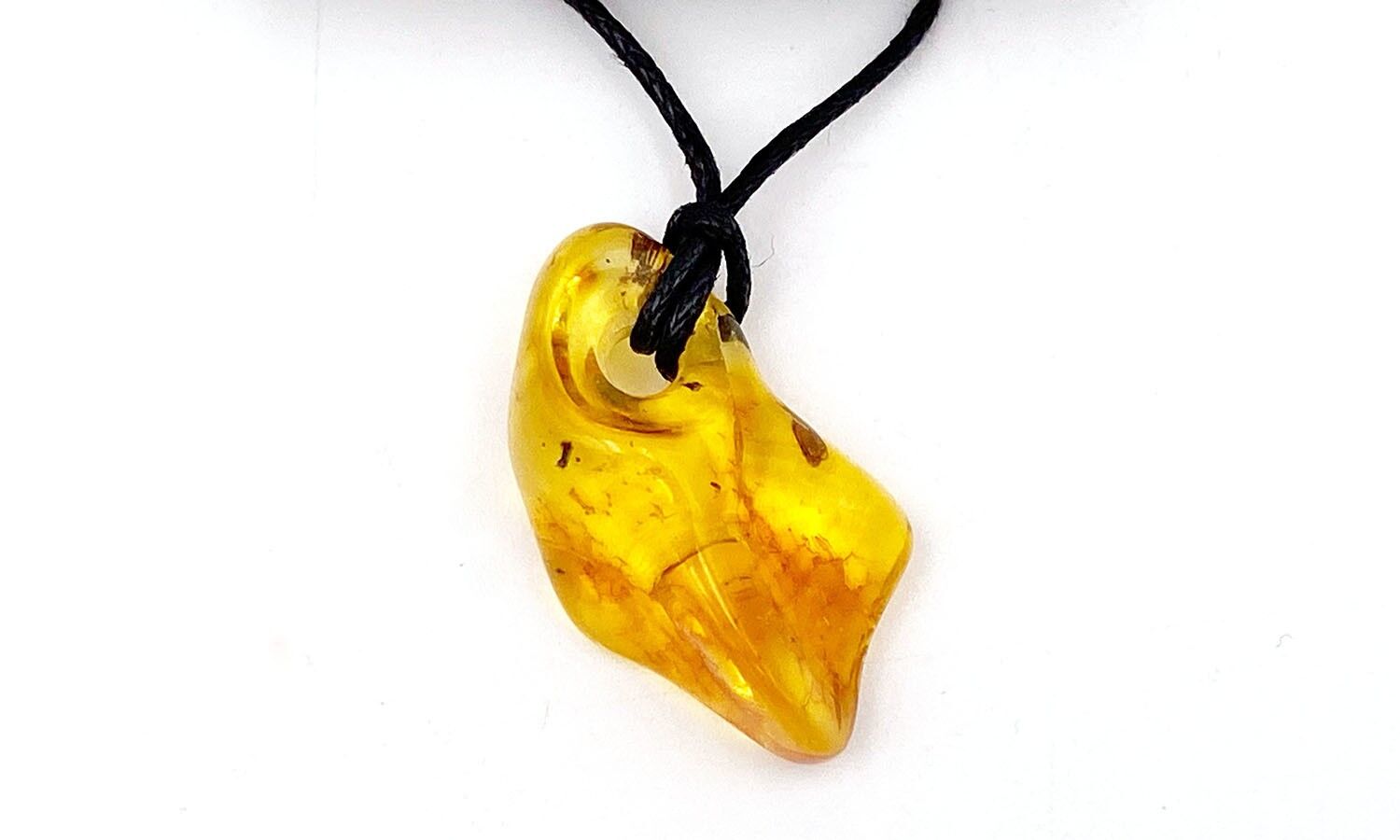 Amber pendant with cord Amber with black cord