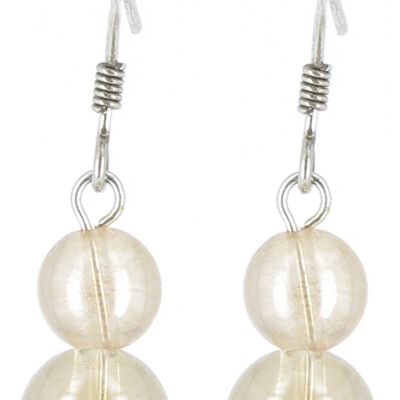 Double ball earrings Model with drop at the end