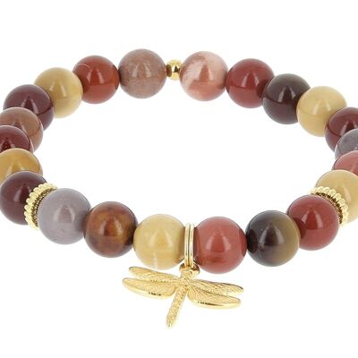 Mokaïte bracelet Bracelet with tree of life charm Silver, 6 mm stones