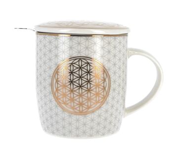 Mug/tasse à thé avec infuseur - fleur de vie Mug/tasse à thé avec infuseur - fleur de vie 1