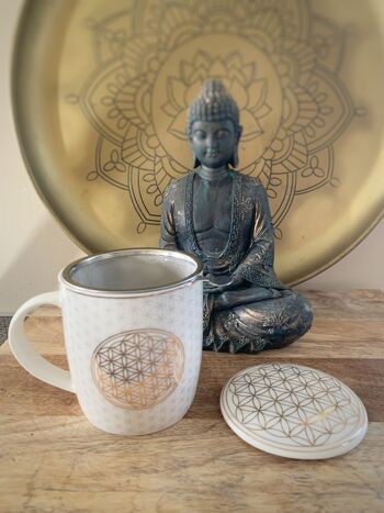 Mug/tasse à thé avec infuseur - fleur de vie Mug/tasse à thé avec infuseur - fleur de vie 3