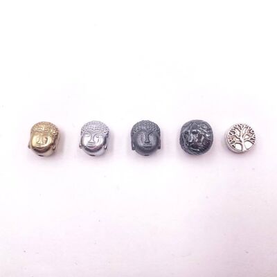 Charm - Silver Hematite Buddha Spacer