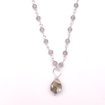 Collier labradorite et abalone argent 925 ou doré collier rosaire labradorite et abalone - Argent 925 Doré l'or fin 2