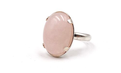 Bague QUARTZ ROSE Pierre Naturelle 25 x 18 mm taille 54 a 57