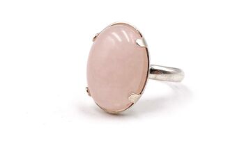 Bague QUARTZ ROSE Pierre Naturelle 25 x 18 mm taille 54 a 57 1