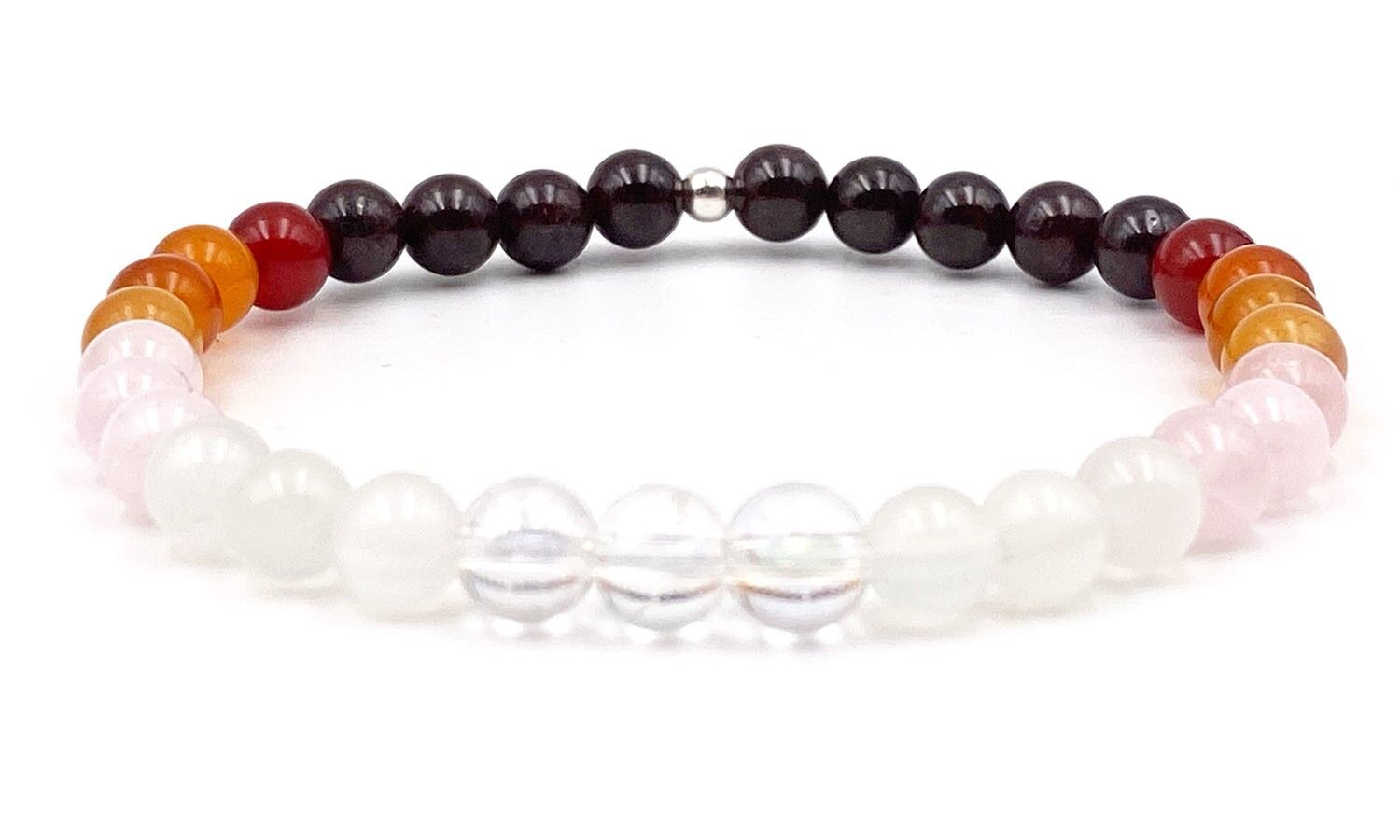 Bracciale Never Give Up 6mm Senza Charm 3 perle di quarzo Aura 6mm